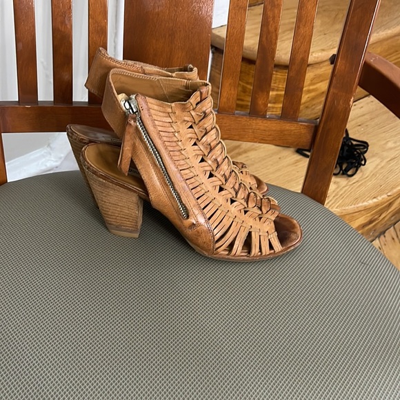 PAUL GREEN Cuoio Brown Cayanne Leather Peep Toe Bootie Boot/ sandal - Picture 6 of 14